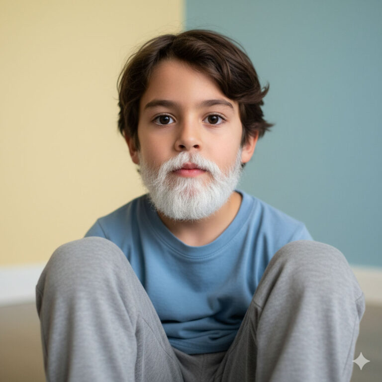 Bearded Descent Young Boy with a Humorous Tint & Unique Portrait of a Mixed with Google Nano Banana AI in 2025