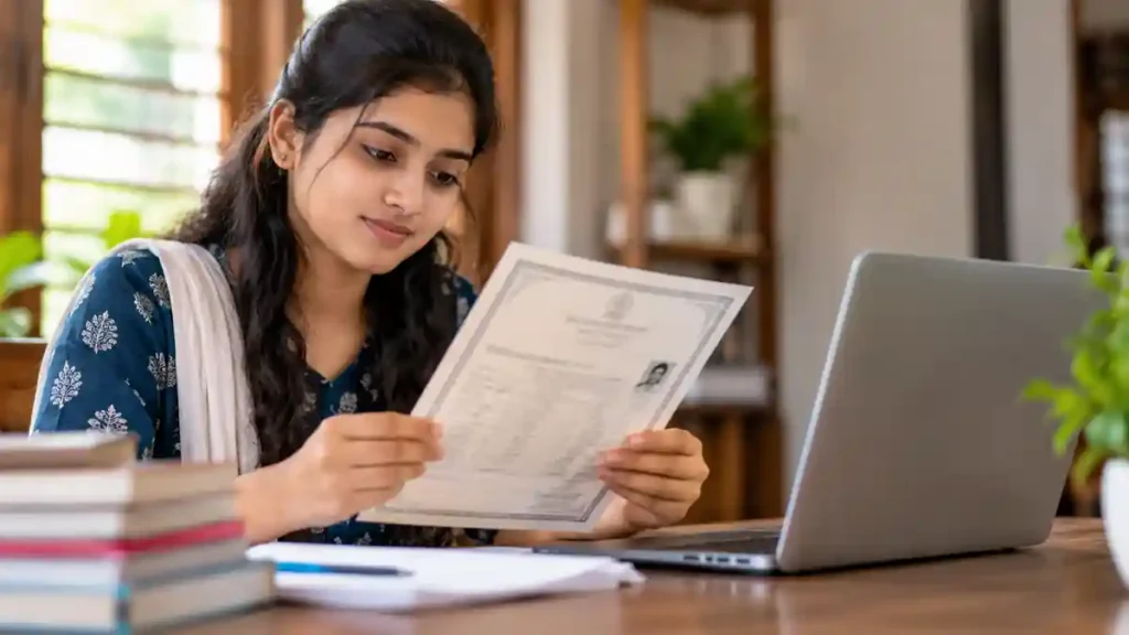 SSLC Certificate Correction Online in Kerala showing a student checking an SSLC certificate
