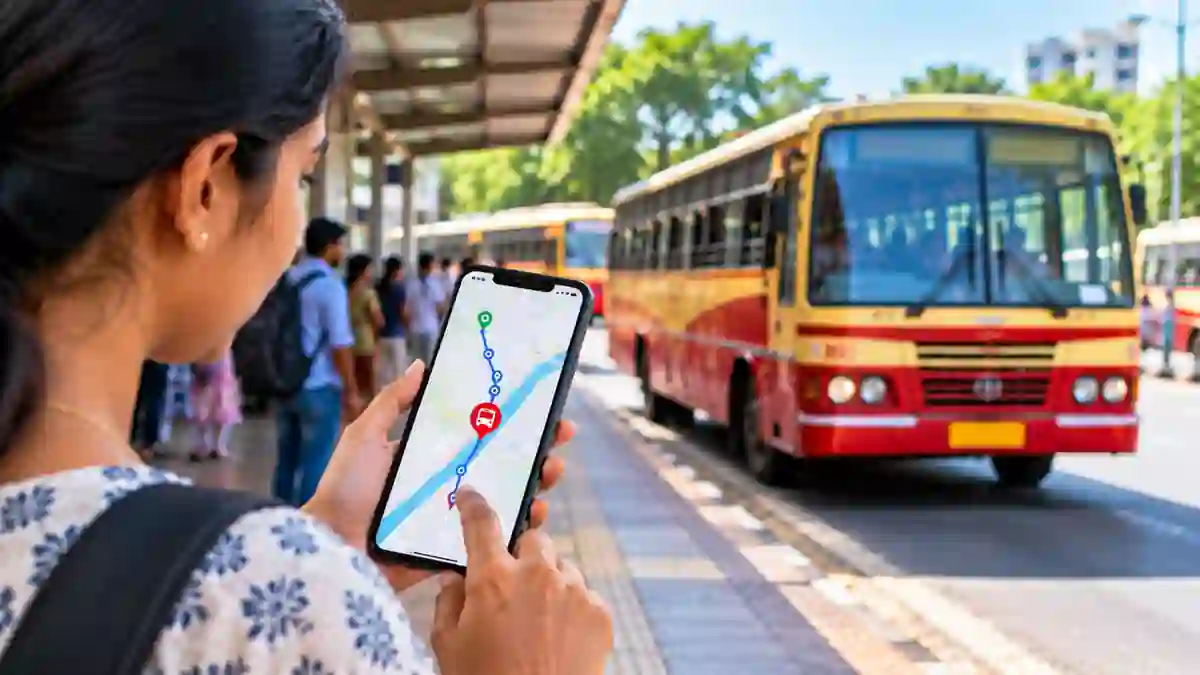 Live Bus Tracking app showing bus location on smartphone